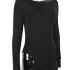 Long Sleeve Black Side Slit Hollow Tie Up Maxi Dress