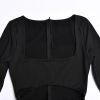 Long Sleeve  Cut Out High Split Maxi Dress