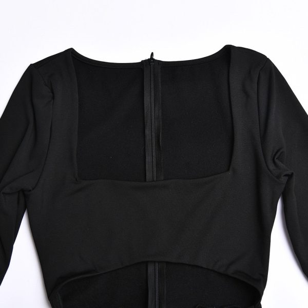 Long Sleeve  Cut Out High Split Maxi Dress