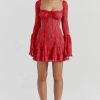 Long Sleeve Lace Square Neck Mini Dress