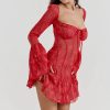 Long Sleeve Lace Square Neck Mini Dress