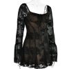Long Sleeve Lace Square Neck Mini Dress