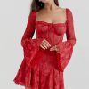 Long Sleeve Lace Square Neck Mini Dress