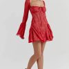Long Sleeve Lace Square Neck Mini Dress