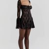 Long Sleeve Lace Square Neck Mini Dress