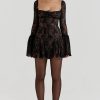 Long Sleeve Lace Square Neck Mini Dress