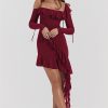 Long Sleeve Off-shoulder Ruffle Mini Dress