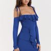 Long Sleeve Off-shoulder Ruffle Mini Dress