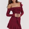 Long Sleeve Off-shoulder Ruffle Mini Dress