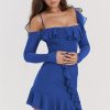 Long Sleeve Off-shoulder Ruffle Mini Dress