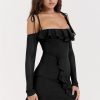 Long Sleeve Off-shoulder Ruffle Mini Dress