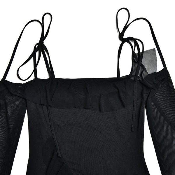 Long Sleeve Off-shoulder Ruffle Mini Dress