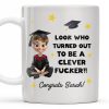 Look Who Turned Out To Be A Clever F*cker, Graduation Cap and Stars - Personalized Custom Coffee Mug - GRAD027_MG