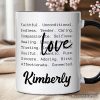 Love Definition Words Personalized Mug, Minimalist Valentine Inspirational Love Gift with Custom Name