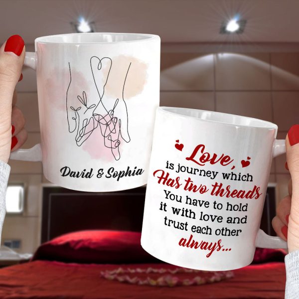 Love Is Journey Which Has Two Threads Personalized Couple Mug, Gift For Couple