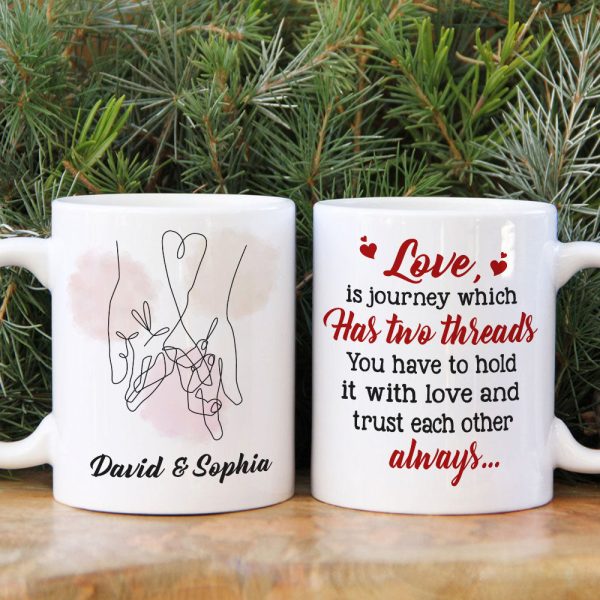 Love Is Journey Which Has Two Threads Personalized Couple Mug, Gift For Couple