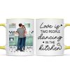 Love Is Two People Dancing In The Kitchen Couple Personalized Mug, Gift For Him, For Her, Boyfriend, Girlfriend, Husband, Wife