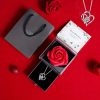 Love Pendant Necklace with Artificial Rose Gift Box