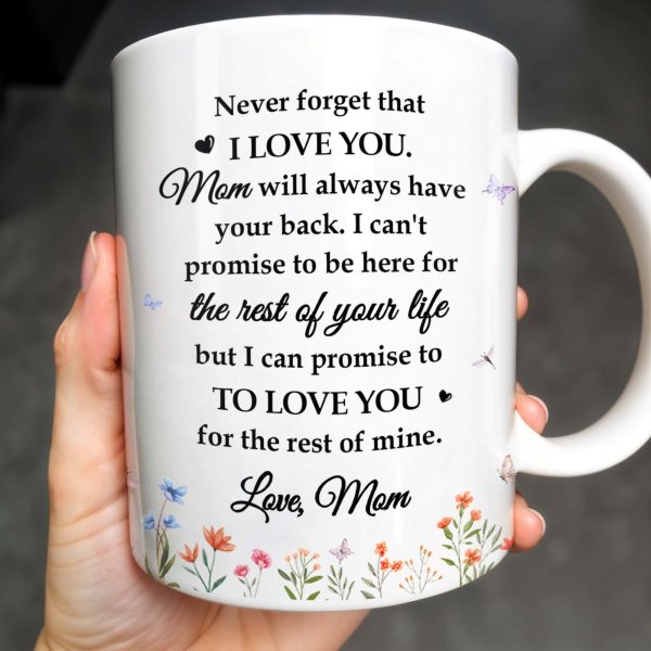 Love Promise to Daughter with Flowers and Butterflies - Personalized Custom Coffee Mug - DAU114_MG