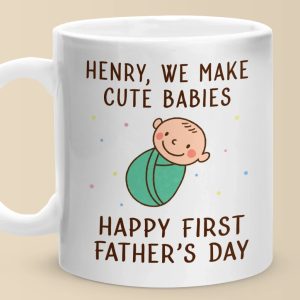 Love, Snuggles And Memories - Family Personalized Custom Mug - Father's Day, Baby Shower Gift, Gift For First Dad, Baby Kids, Newborn Baby