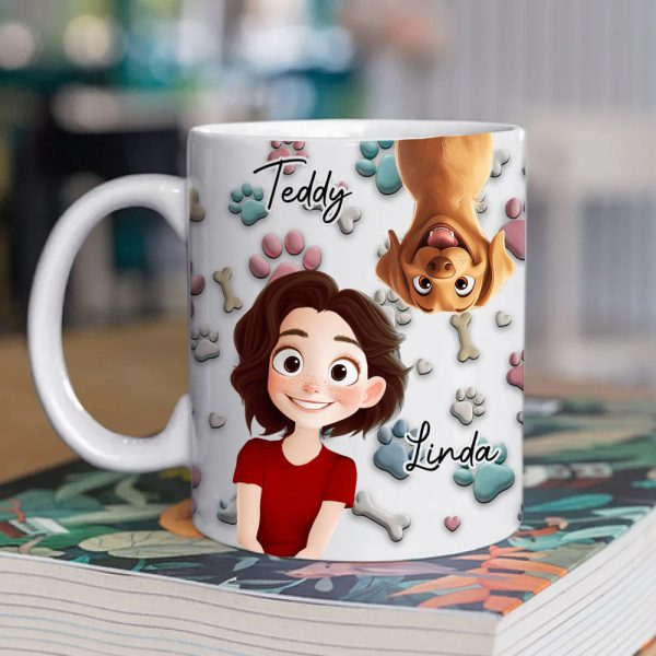 Lovely Dog And Human Cartoon - Personalized Mug - Gift for Pet Owners, Dog Lovers, Dog Mom | CLP15.V3 HH01