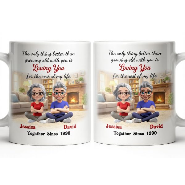 Loving You For The Rest Of My Life, Animated Couple By Fireplace - Personalized Custom Coffee Mug - CPL1266_MG