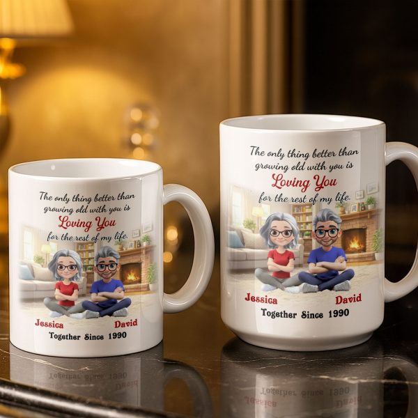 Loving You For The Rest Of My Life, Animated Couple By Fireplace - Personalized Custom Coffee Mug - CPL1266_MG