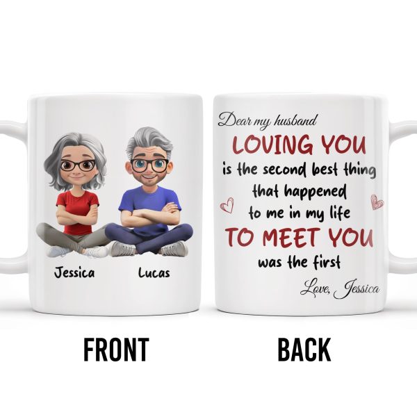 Loving You Is The Second Best Thing, Cartoon Couple Mug - Personalized Custom Coffee Mug - CPL1168_MG