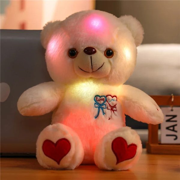 Luminous Plush Bear with Bowtie and Rose Heart 30cm