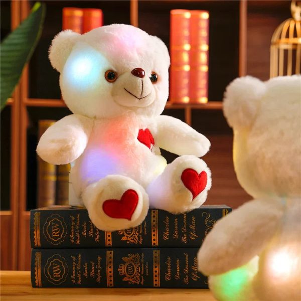 Luminous Plush Bear with Bowtie and Rose Heart 30cm
