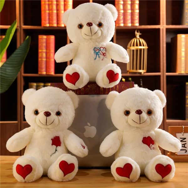 Luminous Plush Bear with Bowtie and Rose Heart 30cm