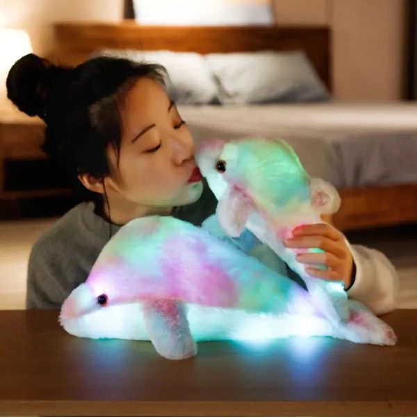 Luminous Plush Dolphin Pillow - Soft, Colorful LED Cushion for Kids