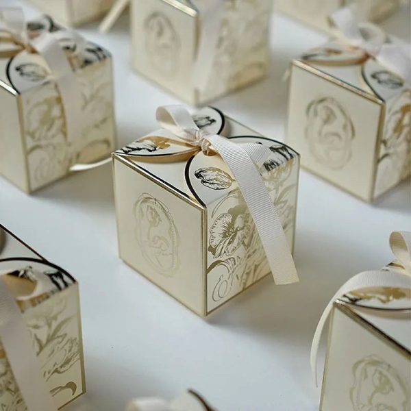 Luxury Gold Wedding Candy Boxes 400PCS Paper Gift Box
