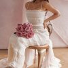 Luxury Layered Ruffle Spaghetti Strap Smocked Pleated Evening Maxi Dress - Ivory