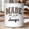 Made For More Christian Personalized Mug, Ephesians 2:10 Leopard Faith Bible Verse Easter Gift with Custom Name