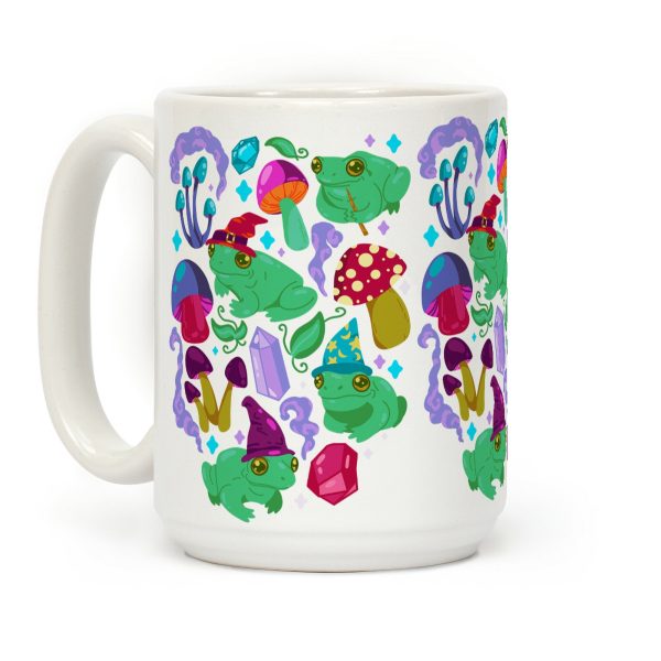 Magical Mushroom Frogs Pattern Coffee Mug