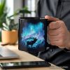 Majestic Aurora Elk Personalized Mug, Northern Lights Wilderness Stag Gift with Custom Name