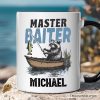 Master Baiter Fishing Personalized Mug, Funny Raccoon Father Vintage Gift with Custom Name