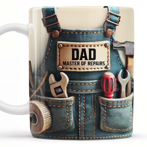 Master of Repairs, Tool Belt, Wrench, Tape Measure - Personalized Custom Coffee Mug - DAD062_MG