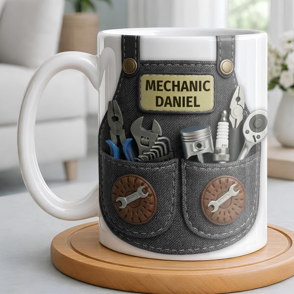 Mechanic [Personalized Name] With Tools Design - Personalized Custom Coffee Mug - JBS091_MG
