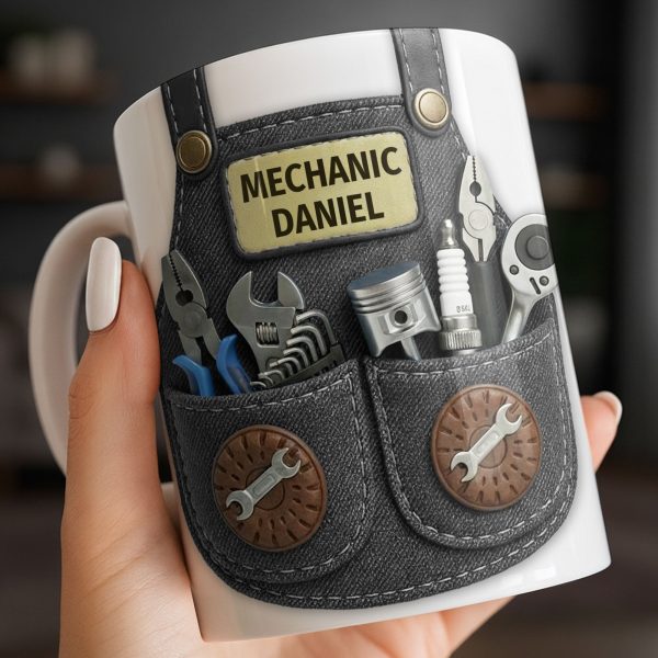 Mechanic [Personalized Name] With Tools Design - Personalized Custom Coffee Mug - JBS091_MG