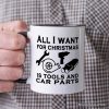 Mechanic Tools & Car Parts Christmas Personalized Mug, All I Want for Christmas Garage Quote Gift with Custom Name
