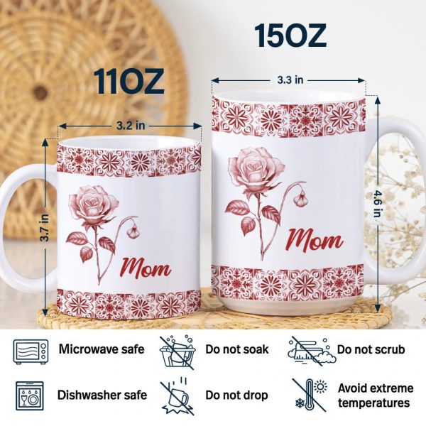 Mediterranean Pattern With Birth Month Flower - Personalized White Edge-to-Edge Mug