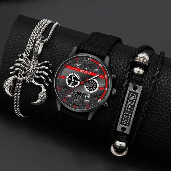 Men’s Minimal Quartz Watch Necklace and Bracelet Set