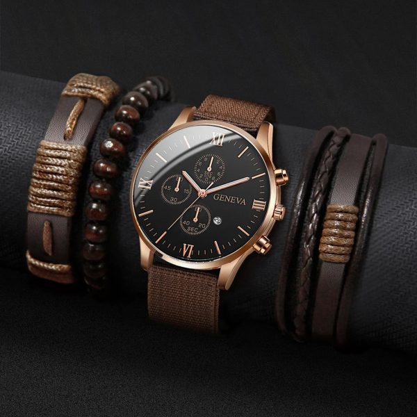 Men’s Quartz Watch and Bracelet Set 4 or 5 Pieces