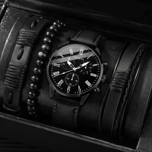 Men’s Quartz Watch and Bracelet Set 4 or 5 Pieces