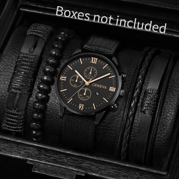 Men’s Quartz Watch and Bracelet Set 4 or 5 Pieces
