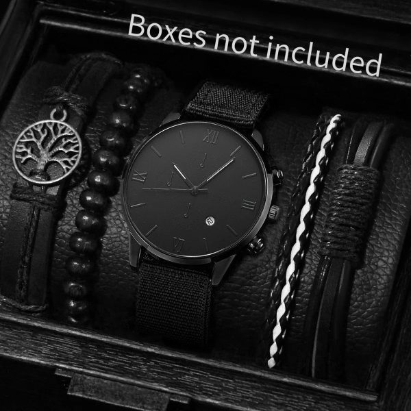 Men’s Quartz Watch and Bracelet Set 4 or 5 Pieces