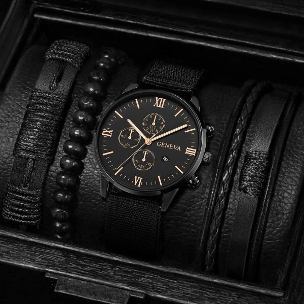 Men’s Quartz Watch and Bracelet Set 4 or 5 Pieces