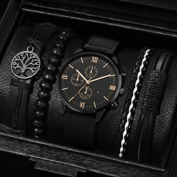 Men’s Quartz Watch and Bracelet Set 4 or 5 Pieces
